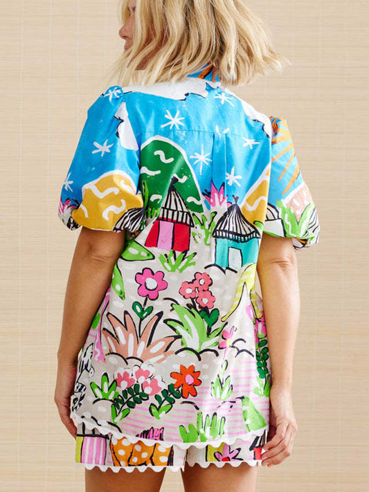 CONJUNTO ESTAMPADO DE DOS PIEZAS – ESTILO CAMISERO - Veska