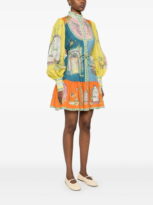 VESTIDO MINI ESTAMPADO DE INSPIRACIÓN ARTÍSTICA - Veska