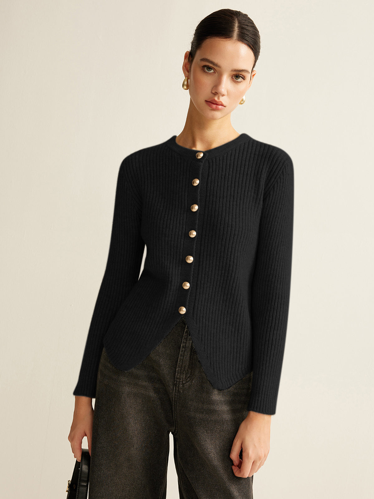 CARDIGAN CON BOTONES Y ABERTURA LATERAL - Veska