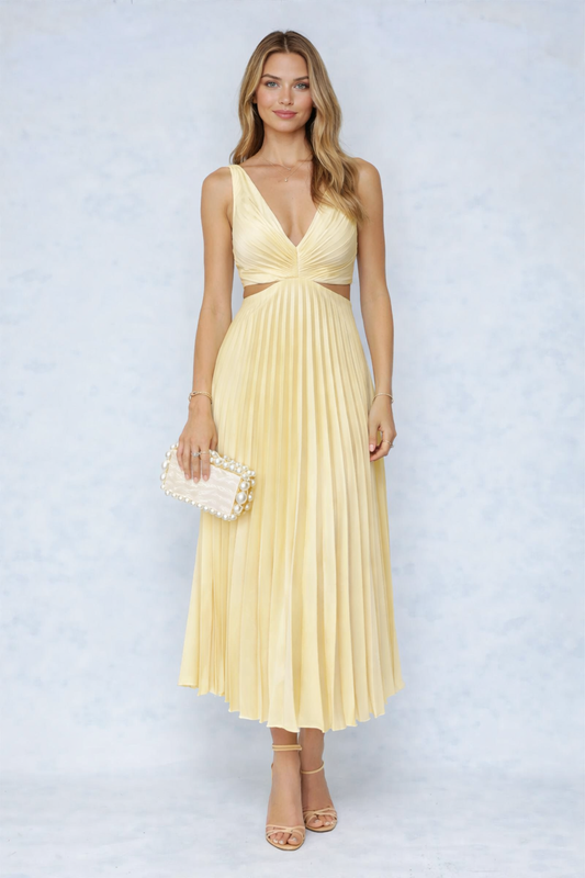 MAXI VESTIDO FALDA PLISADA - Veska 