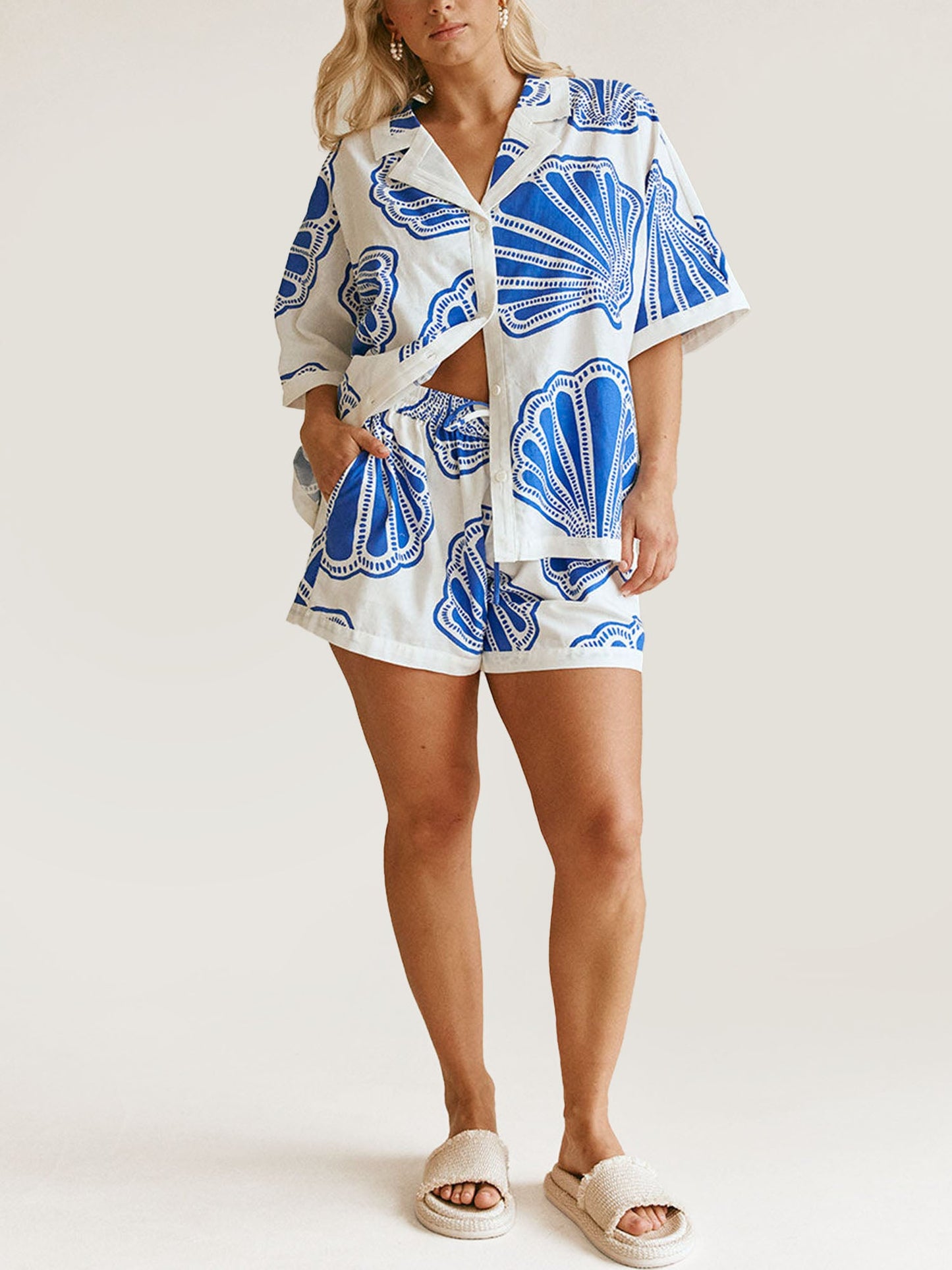 CONJUNTO ESTAMPADO CAMISA Y SHORT FLUIDO - Veska 