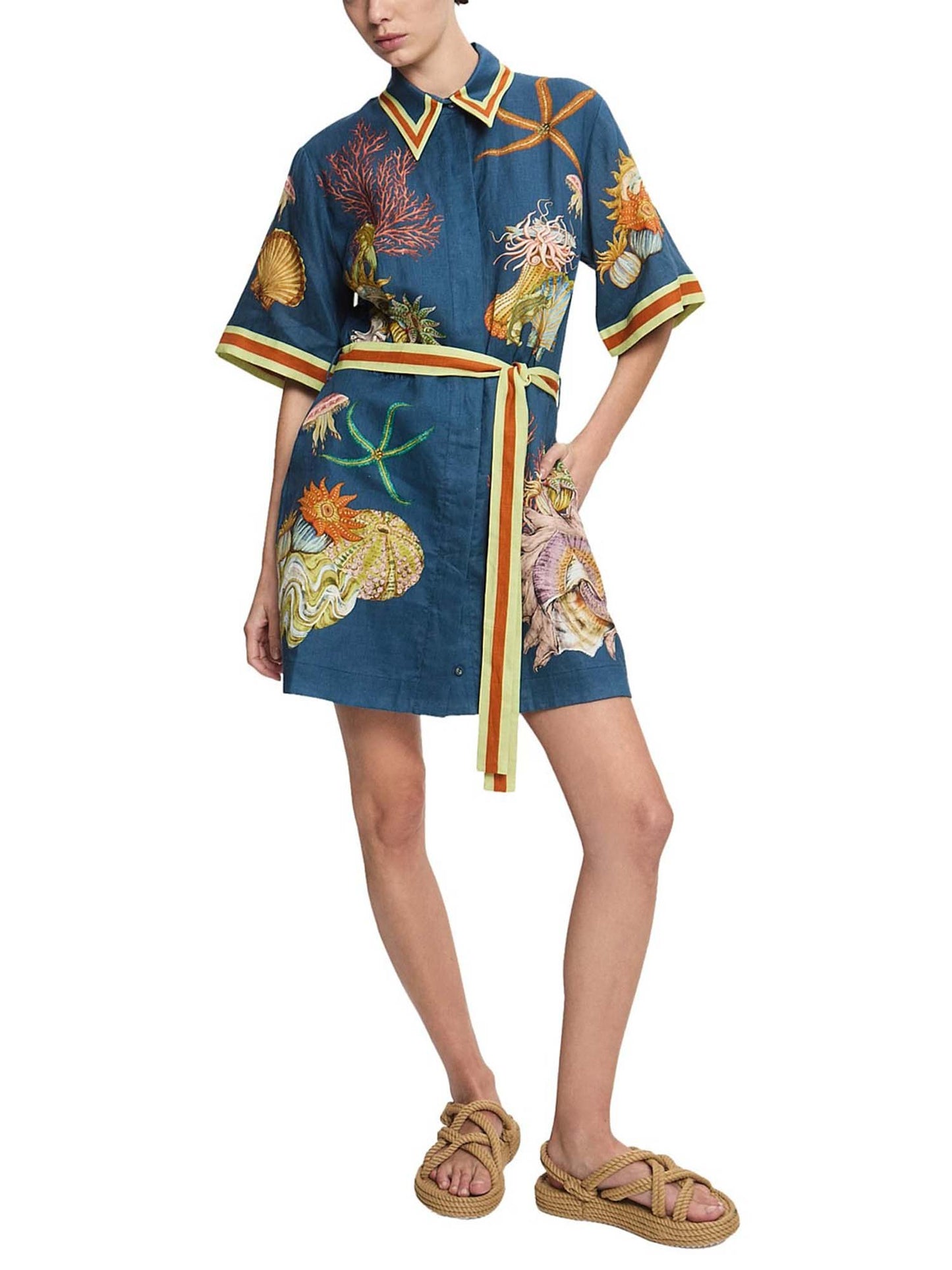MINI VESTIDO CAMISERO CON CINTURÓN - Veska 
