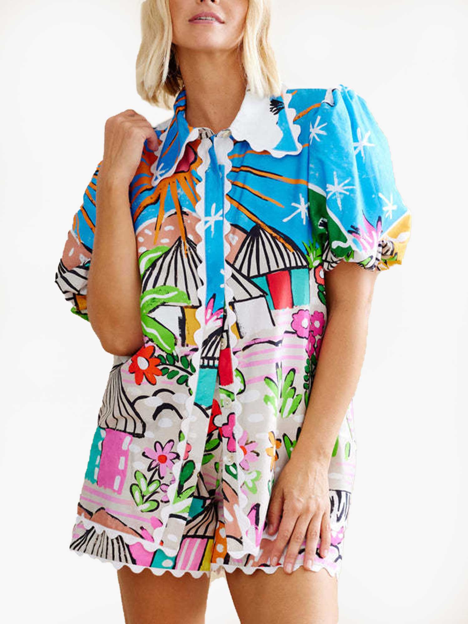 CONJUNTO ESTAMPADO DE DOS PIEZAS – ESTILO CAMISERO - Veska 