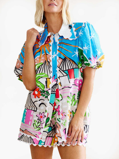 CONJUNTO ESTAMPADO DE DOS PIEZAS – ESTILO CAMISERO - Veska 