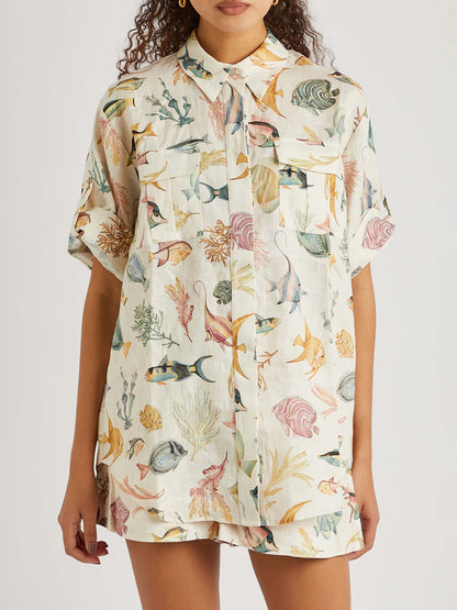 CONJUNTO CAMISERO ESTAMPADO MARINO - Veska 