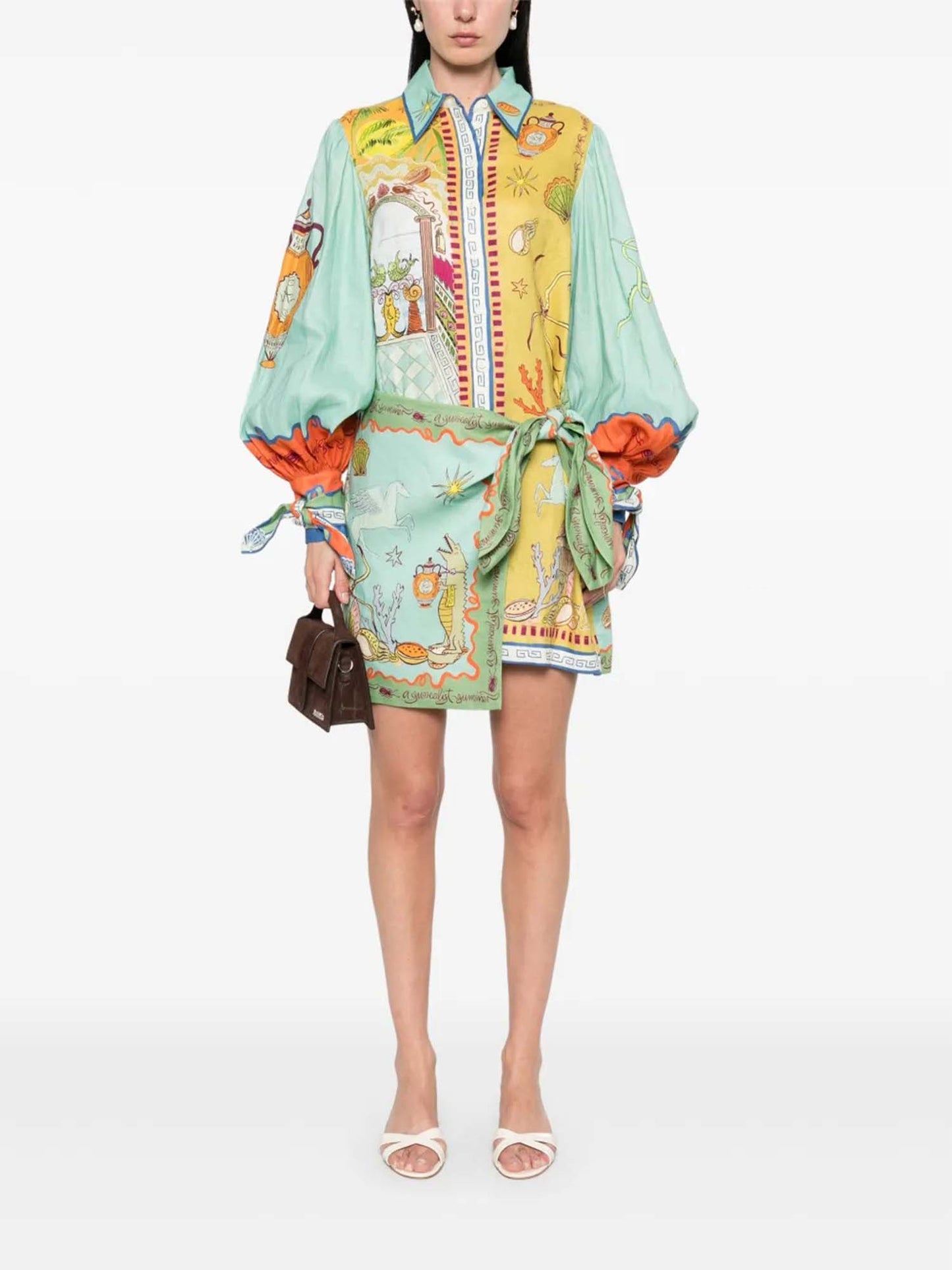 VESTIDO CAMISERO ESTAMPADO ARTÍSTICO - Veska 