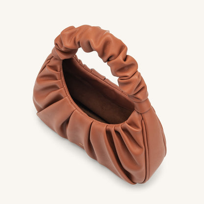 BOLSO FRUNCIDO I Piel marrón - Veska 