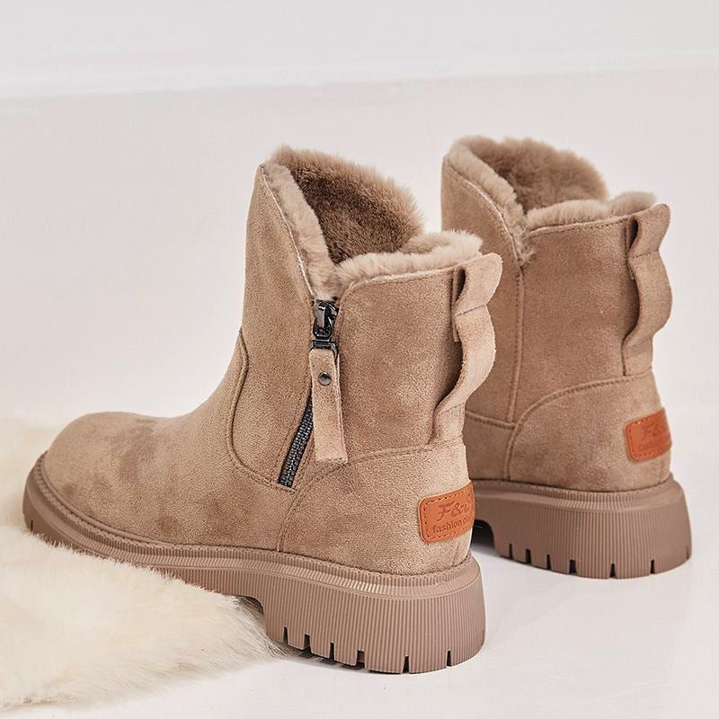 Thick Plush Snow Boots Women Faux Suede Non-slip Winter Shoes - Veska 