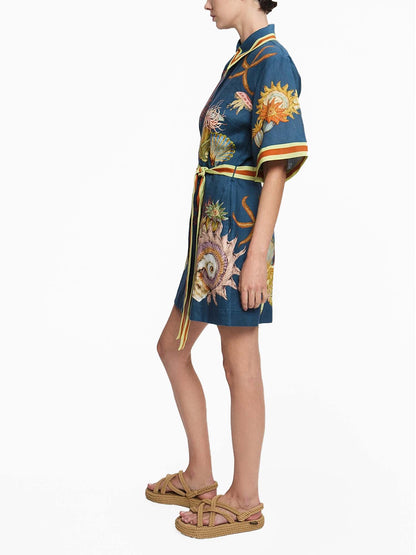 MINI VESTIDO CAMISERO CON CINTURÓN - Veska 