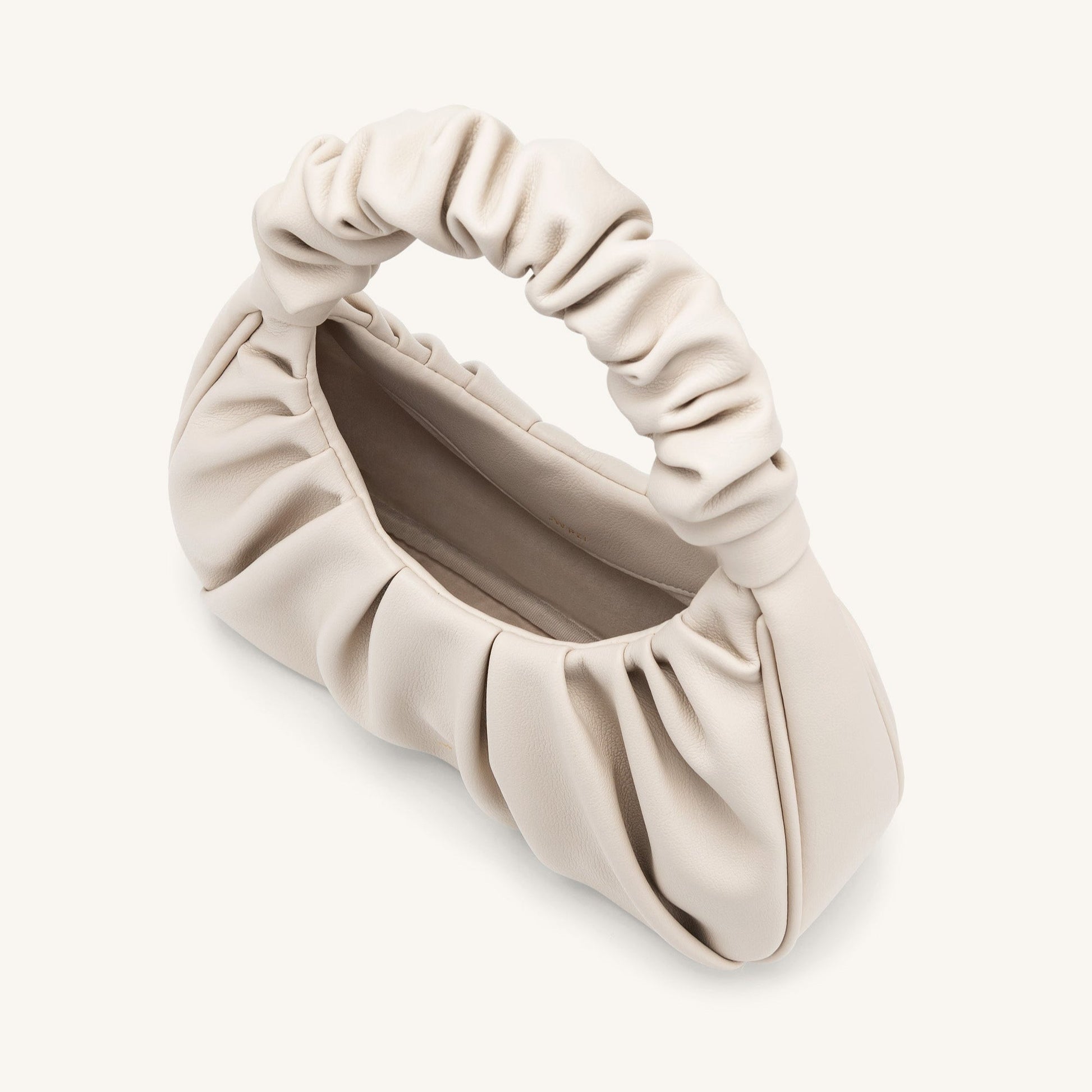 BOLSO FRUNCIDO Piel beige - Veska 