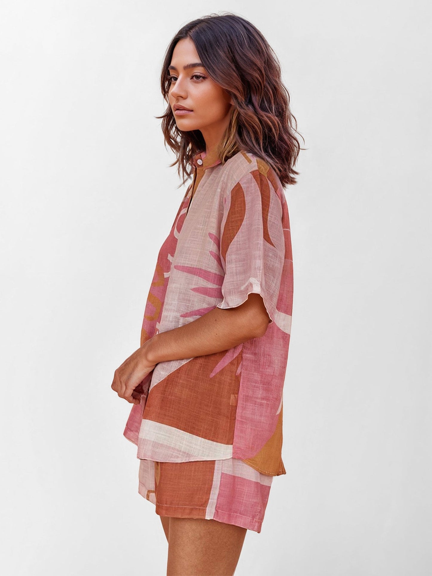 CONJUNTO CAMISERO ESTAMPADO TERRA ROSA - Veska 