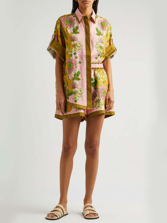 CONJUNTO CAMISERO ESTAMPADO CON SHORT - Veska 
