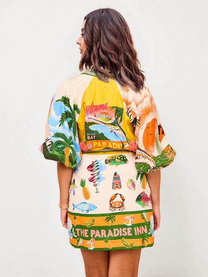 VESTIDO CAMISERO ESTAMPADO PARADISE - Veska 