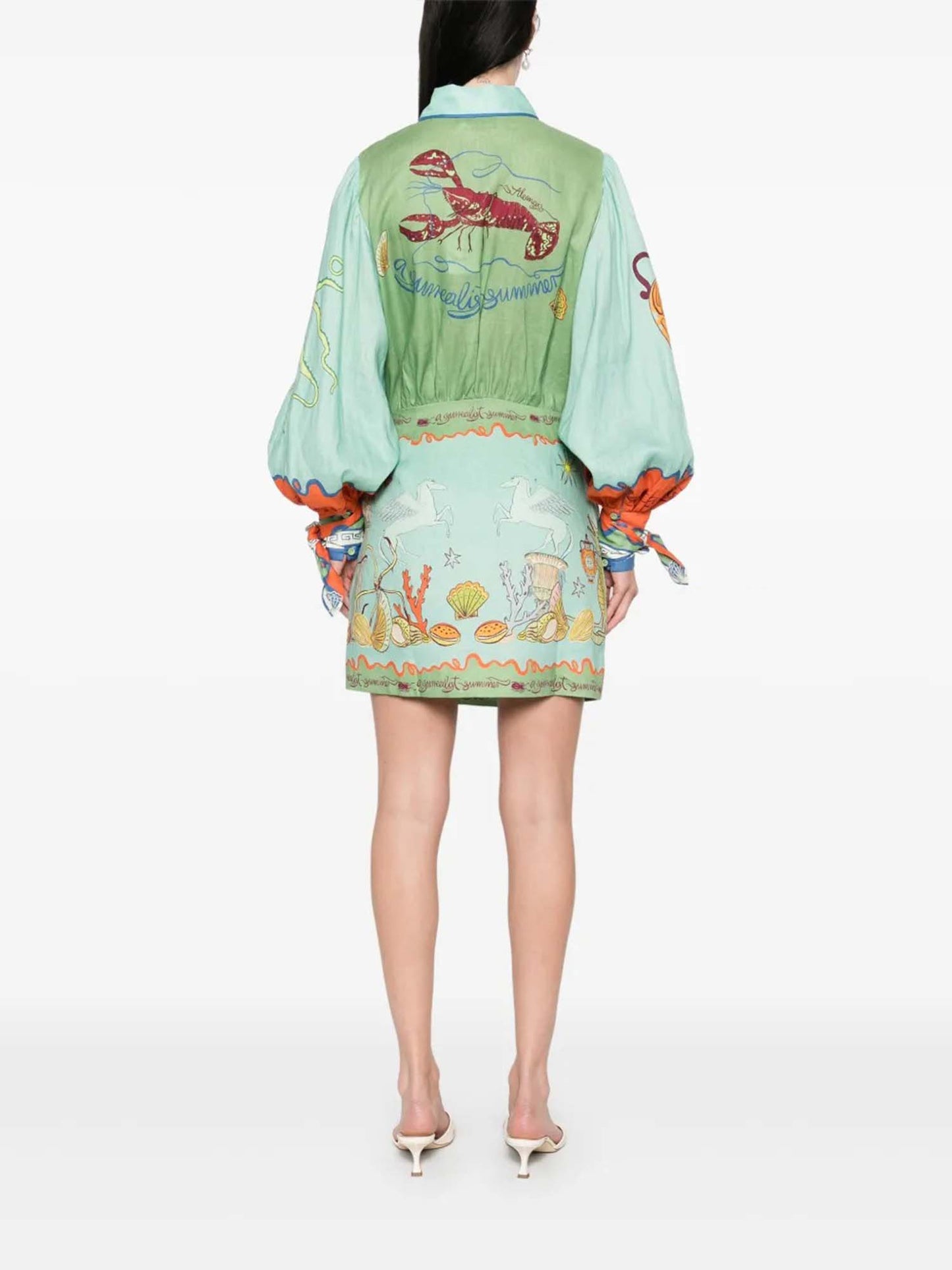 VESTIDO CAMISERO ESTAMPADO ARTÍSTICO - Veska 