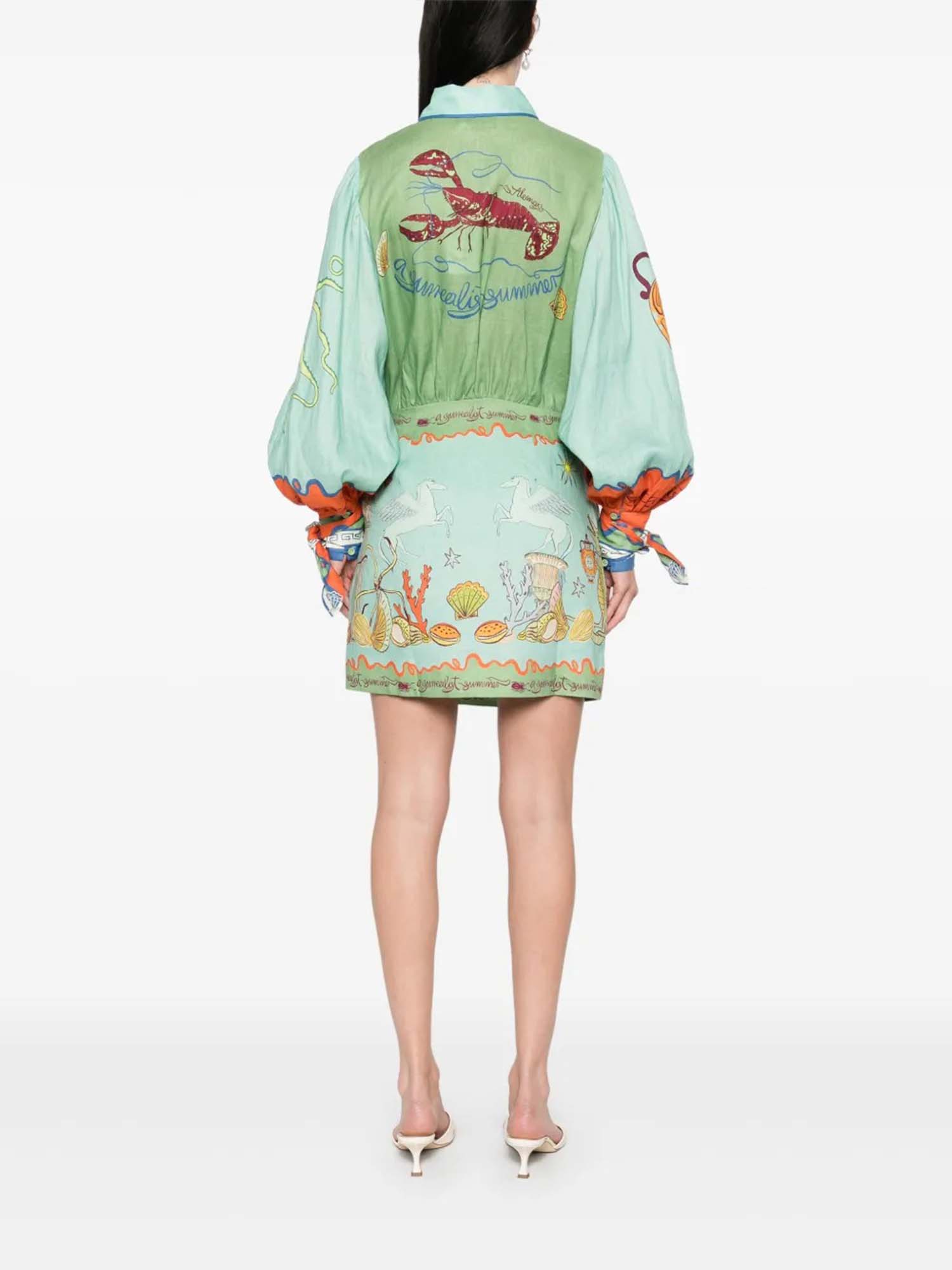 VESTIDO CAMISERO ESTAMPADO ARTÍSTICO - Veska 