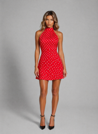 Vestido de lunares Veska Eliza, vestido de verano con estampado de puntos, manga corta y diseño femenino y cómodo.