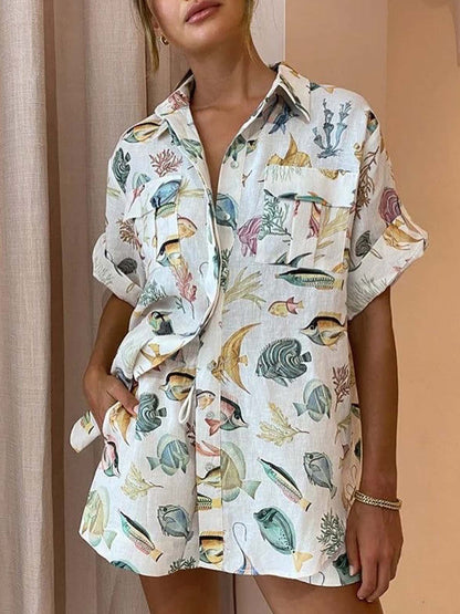 CONJUNTO CAMISERO ESTAMPADO MARINO - Veska 
