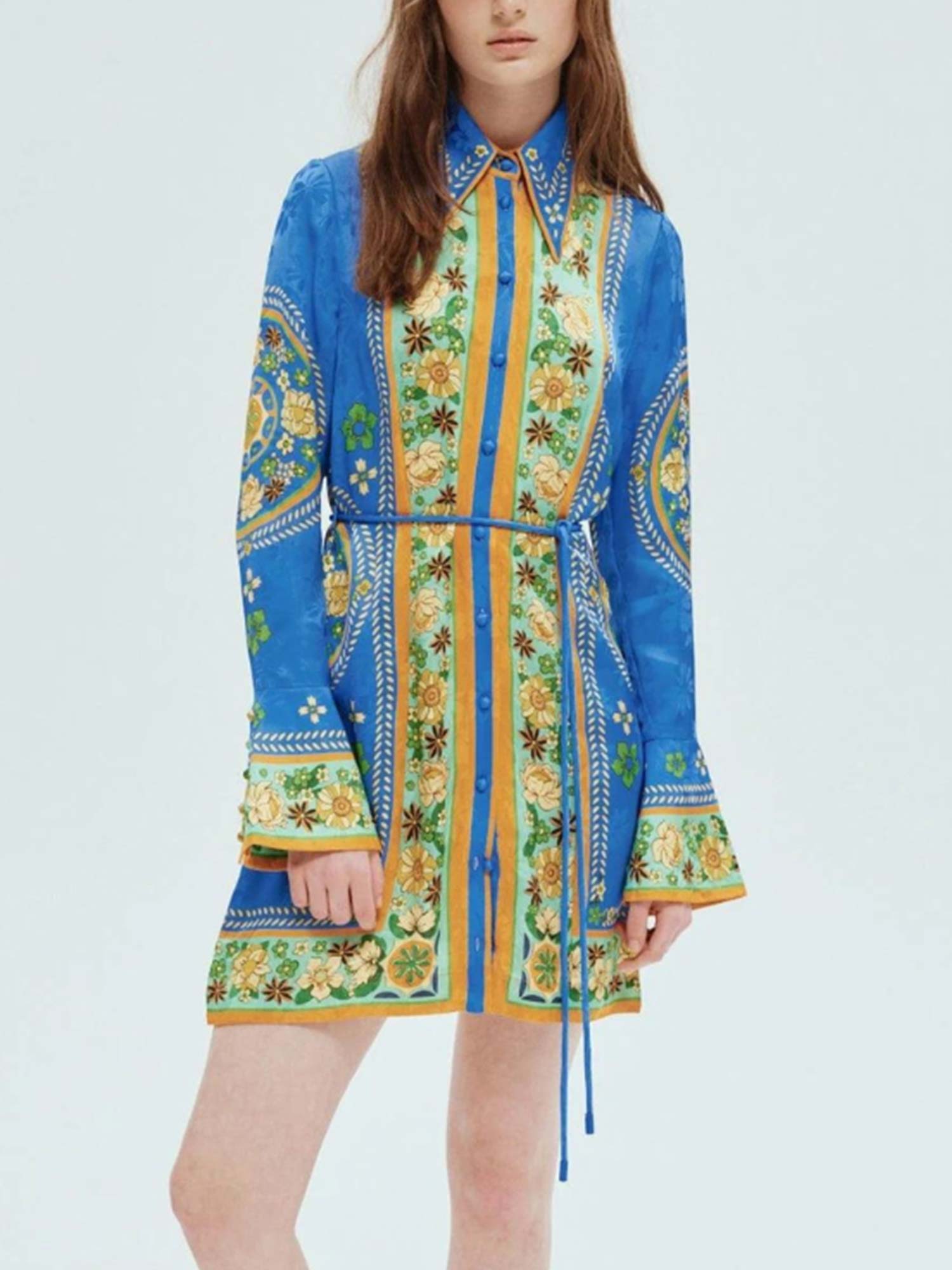 MINI VESTIDO BOHEMIO CON CINTURÓN - Veska 