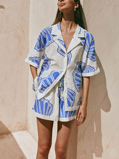 CONJUNTO ESTAMPADO CAMISA Y SHORT FLUIDO - Veska 