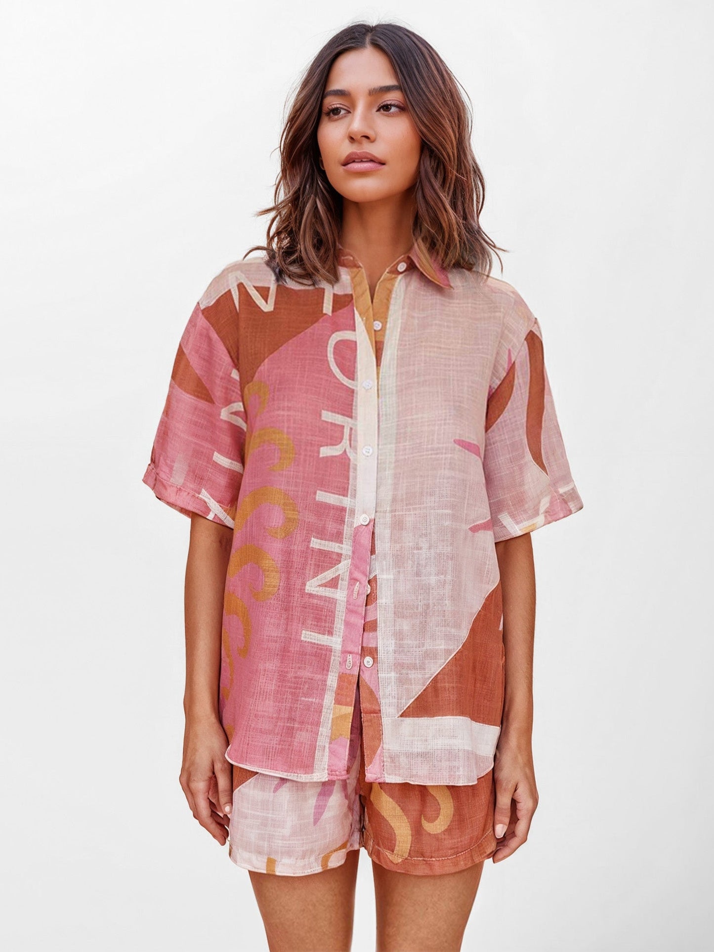 CONJUNTO CAMISERO ESTAMPADO TERRA ROSA - Veska 