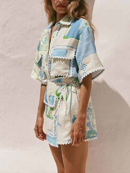 CONJUNTO ESTAMPADO CON FALDA CRUZADA - Veska 