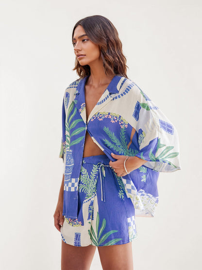 CONJUNTO CAMISERO ESTAMPADO COSTA AZUL - Veska 