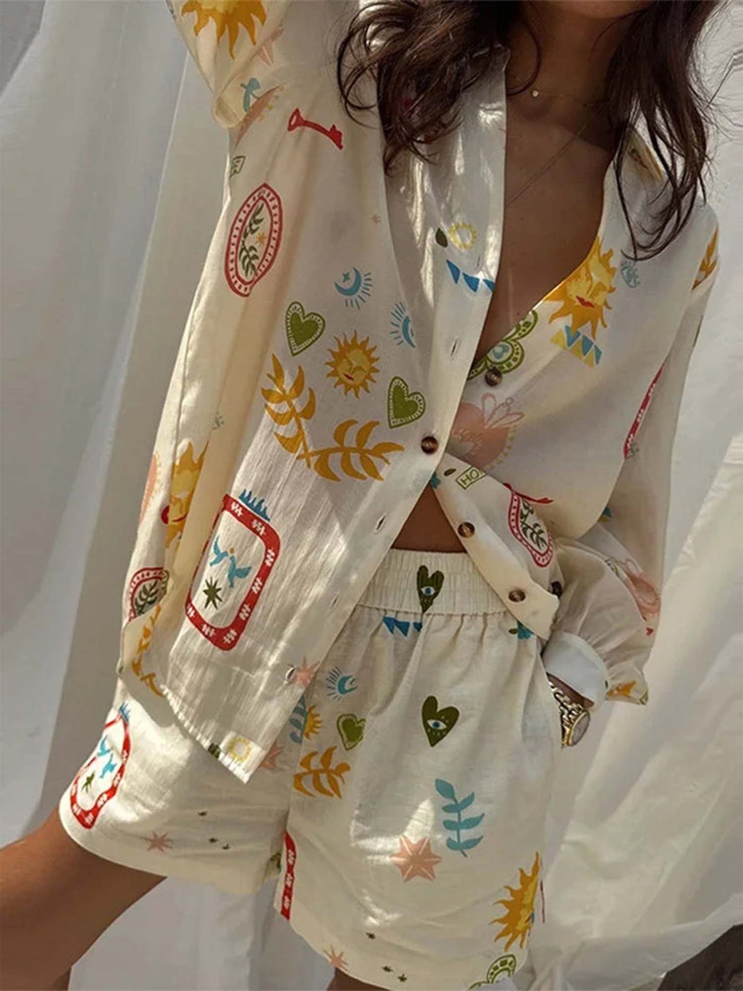 CONJUNTO CAMISERO ESTAMPADO CON SHORT - Veska 