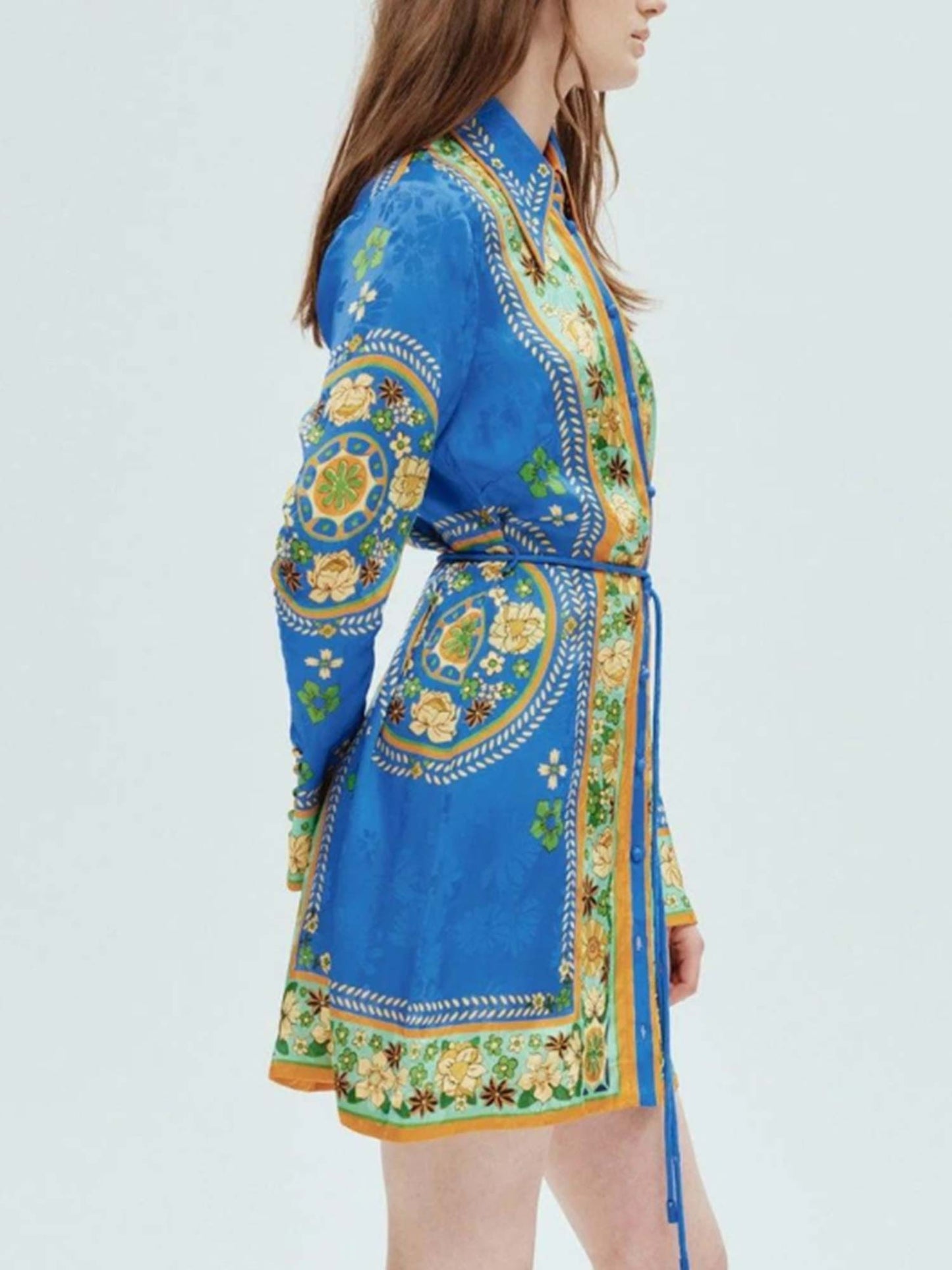 MINI VESTIDO BOHEMIO CON CINTURÓN - Veska 