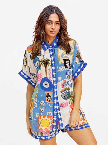 CONJUNTO CAMISERO ESTAMPADO MEDITERRÁNEO - Veska 