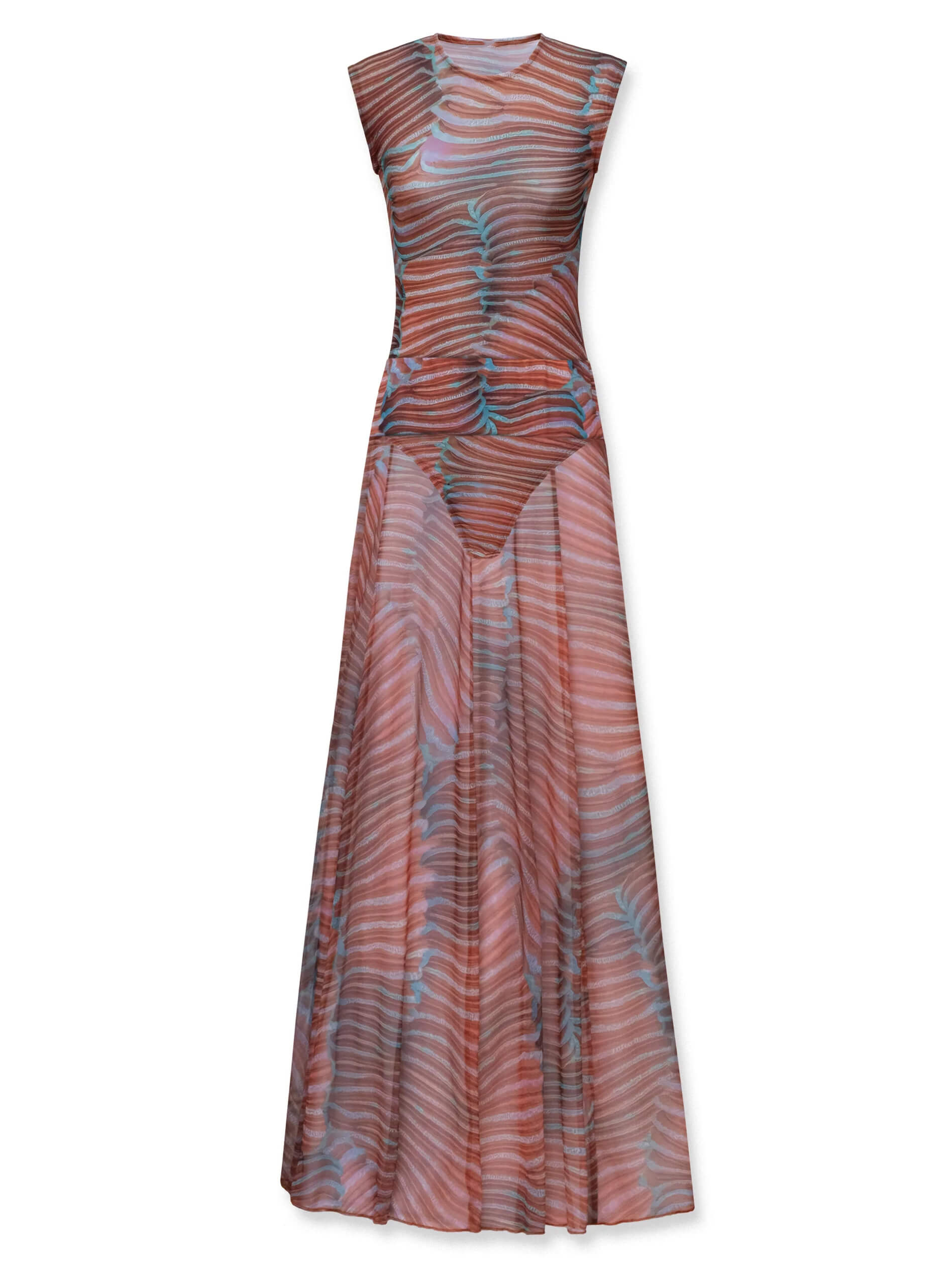 Ripple Glow Mesh Bodysuit Skirt Set - Veska 