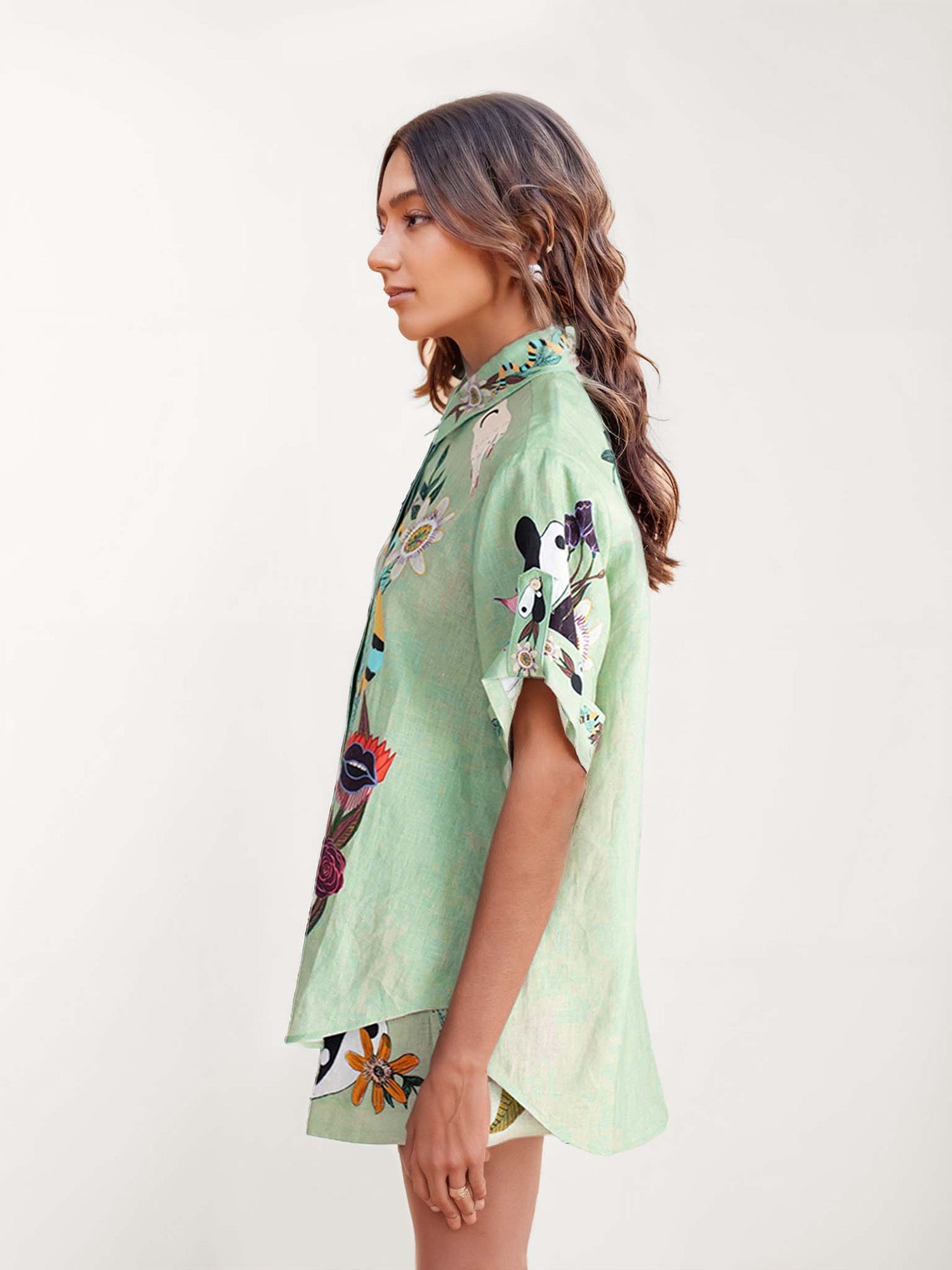 CONJUNTO CAMISA Y SHORT ESTAMPADO TROPICAL - Veska 