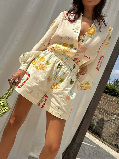 CONJUNTO CAMISERO ESTAMPADO CON SHORT - Veska 