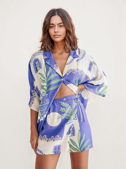 CONJUNTO CAMISERO ESTAMPADO COSTA AZUL - Veska 