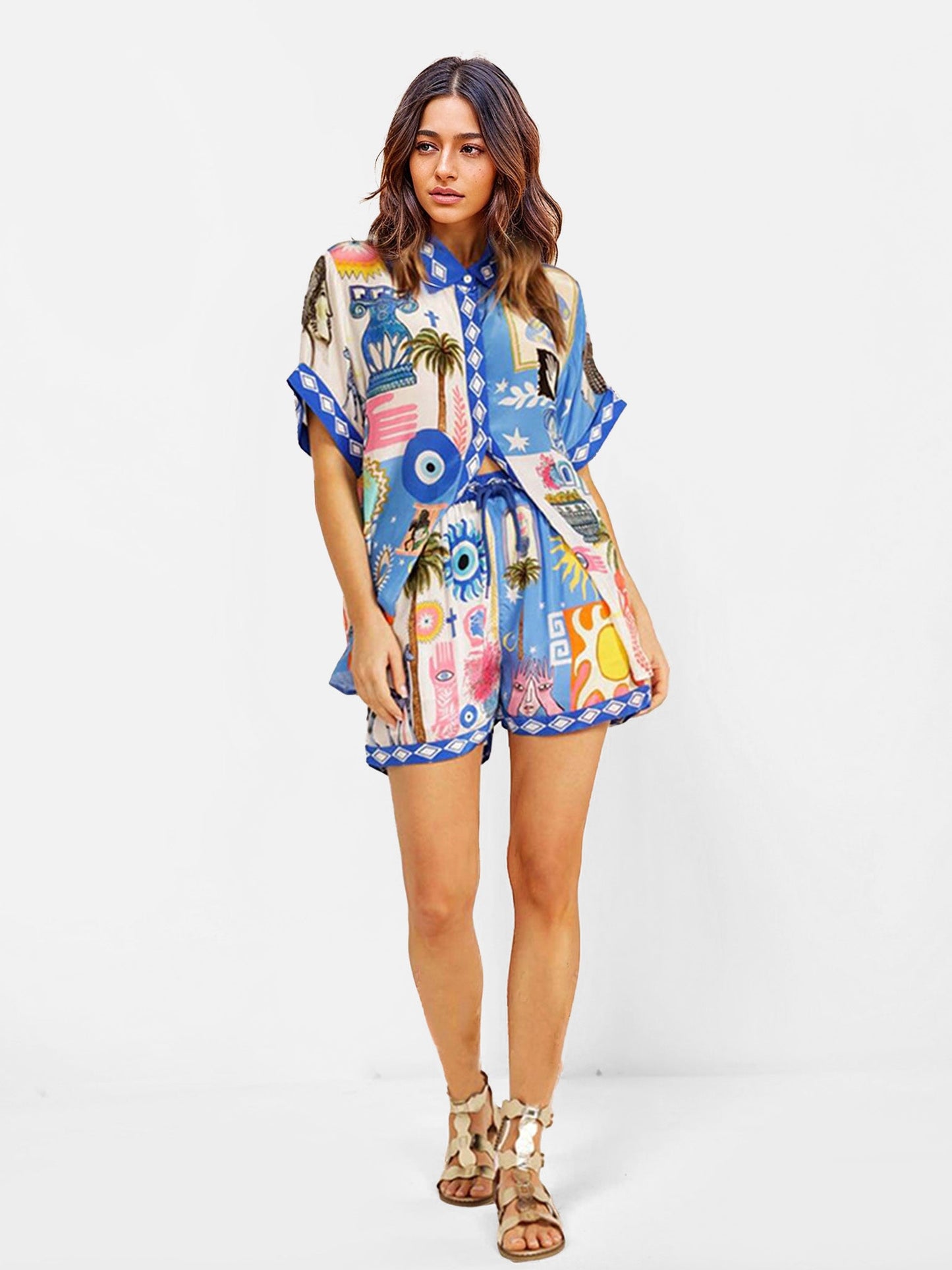 CONJUNTO CAMISERO ESTAMPADO MEDITERRÁNEO - Veska 
