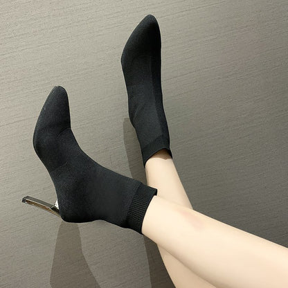 Pointed Toe Boots Women Sock Shoes - Veska 