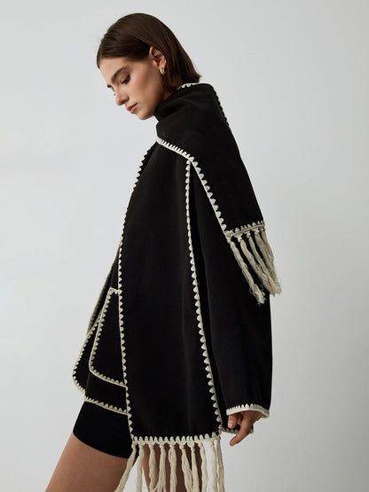 CHAQUETA CON RIBETES Y BUFANDA A JUEGO - Veska 