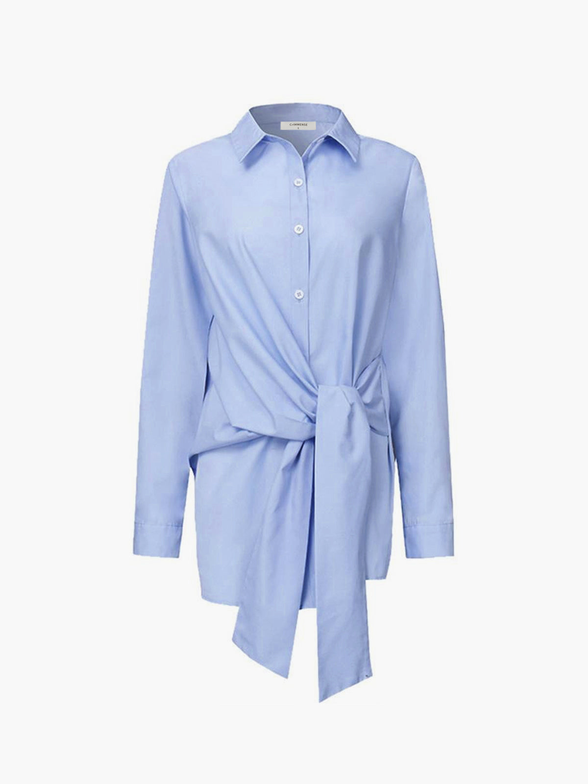 CAMISA LARGA CON BOTONES Y LAZO - Veska 