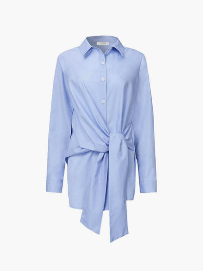 CAMISA LARGA CON BOTONES Y LAZO - Veska 