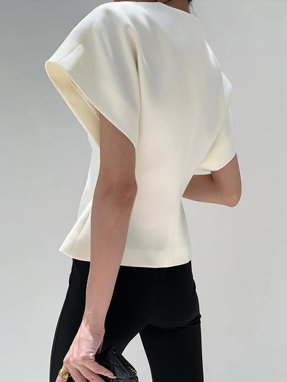 Trendy V-Neck Button Down Blouse - Veska 