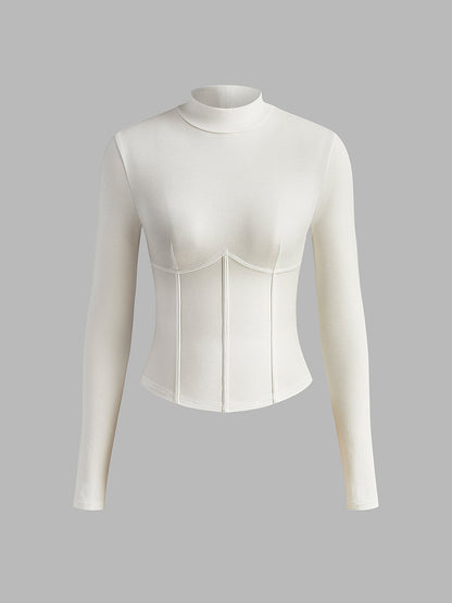 CAMISETA CUELLO ALTO Y RIBETE - Veska 