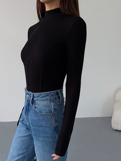 CAMISETA CUELLO ALTO Y RIBETE - Veska 