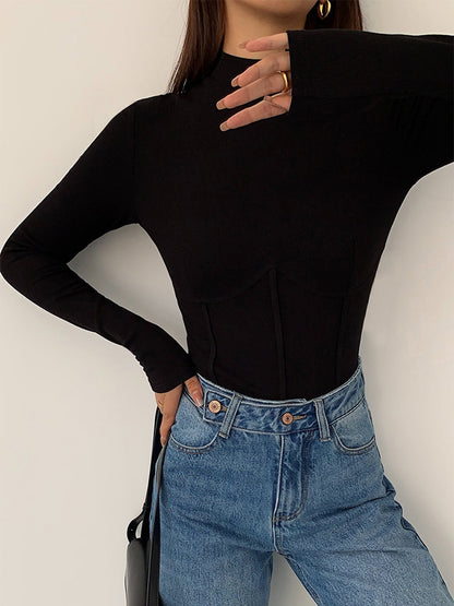 CAMISETA CUELLO ALTO Y RIBETE - Veska 
