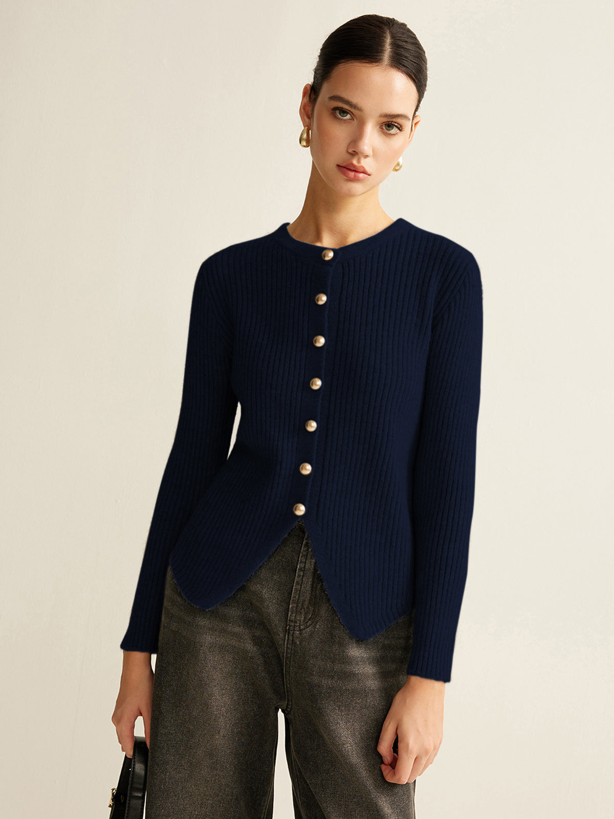 CARDIGAN CON BOTONES Y ABERTURA LATERAL - Veska 