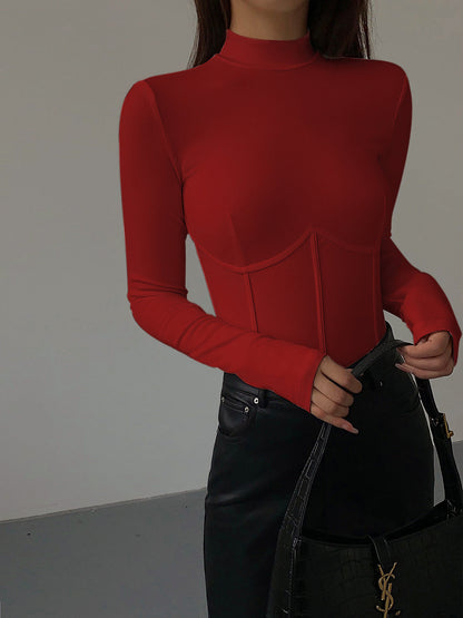 CAMISETA CUELLO ALTO Y RIBETE - Veska 