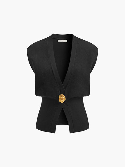 CHALECO DE PUNTO CON CUELLO EN V - Veska 