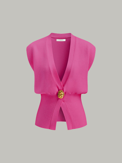 CHALECO DE PUNTO CON CUELLO EN V - Veska 