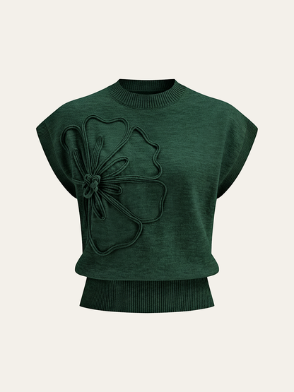 TOP DE PUNTO CON APLIQUE FLORAL - Veska 