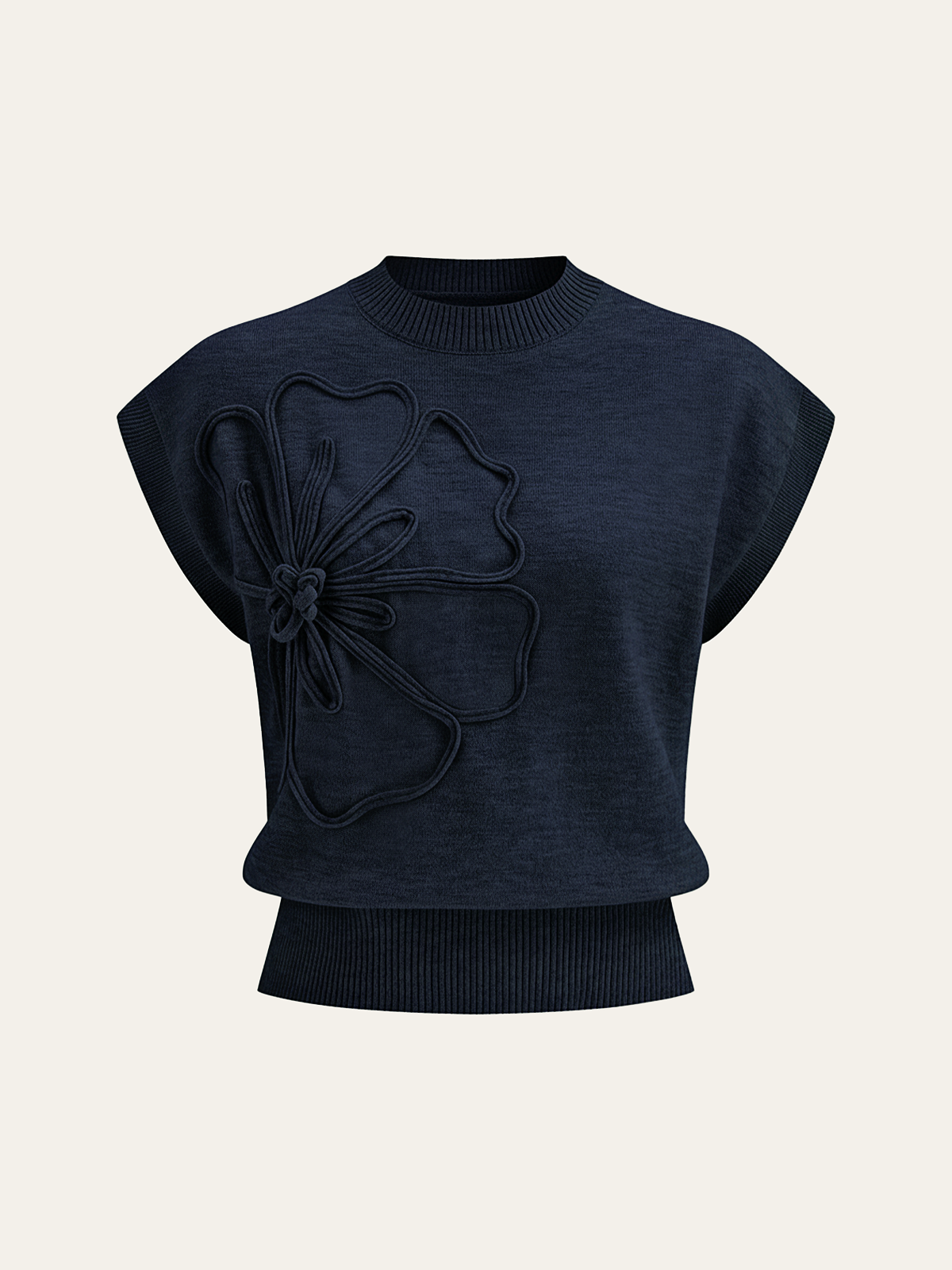 TOP DE PUNTO CON APLIQUE FLORAL - Veska 