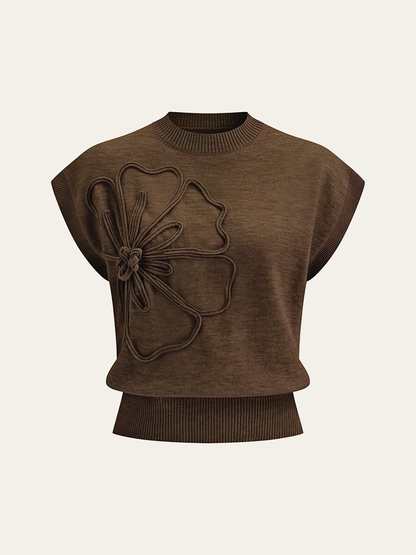 TOP DE PUNTO CON APLIQUE FLORAL - Veska 