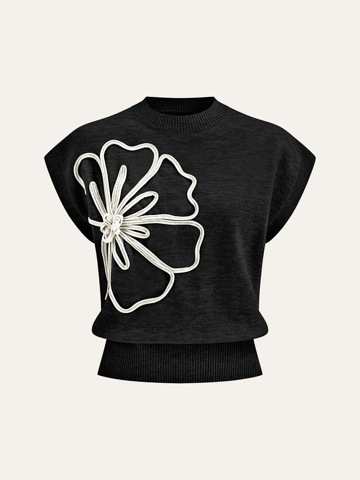 TOP DE PUNTO CON APLIQUE FLORAL - Veska 